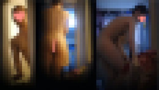 隙間から観察、美女の裸。ウニのような陰毛と肉弾のような尻にブルボッキ。。　サンプル画像2