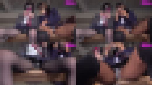 ニーソと黒タイツ制服女子2人が雑談しながら無防備パンチラ!(1)パンモロ四つん這い、膝立ち開脚 サンプル画像2