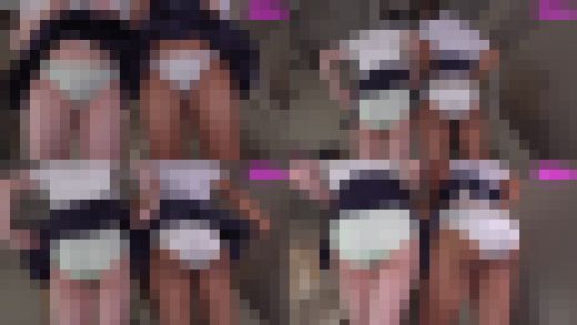 夏服超ミニ制服スカート女子2人がノーガードパンチラ!(3)巨大尻弄り、スカートめくり風パンチラ サンプル画像2