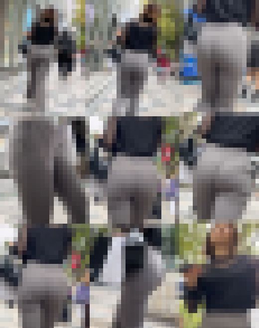 【プラチナクラス】レース柄のパンティライン!丸くて大きな着衣お尻に激しく密着! サンプル画像1