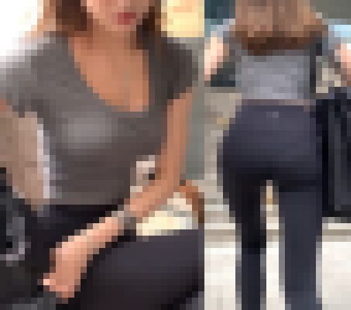 高画質 パンツライン尻のスレンダー巨乳美人 サンプル画像1