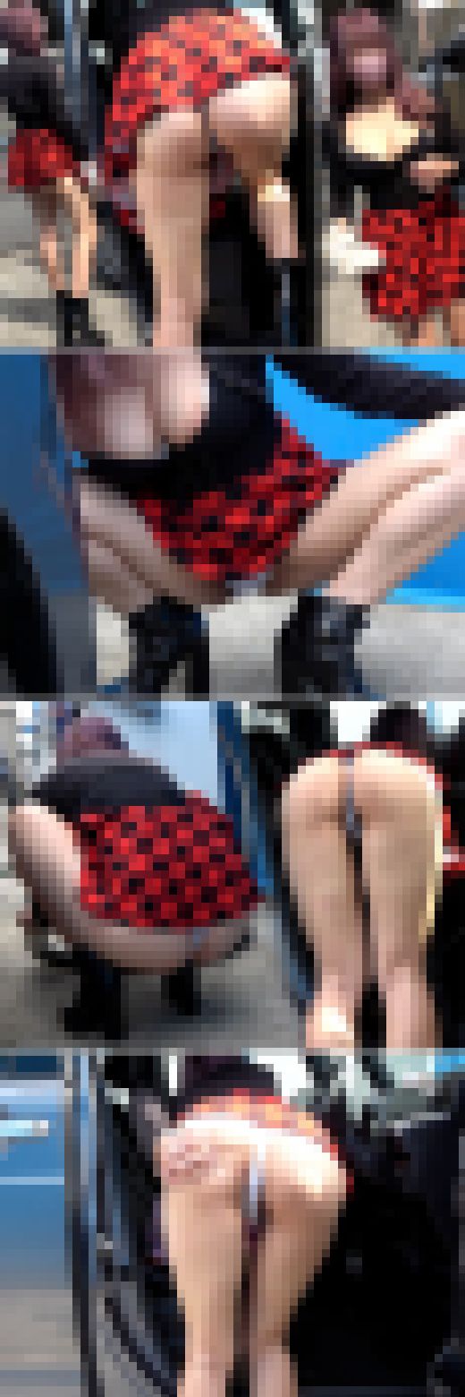 【ハミ出し注意】洗車所で無防備なパンチラを披露するミニスカ巨乳美女♪お尻もおっぱいもハミ出過ぎ!! サンプル画像3