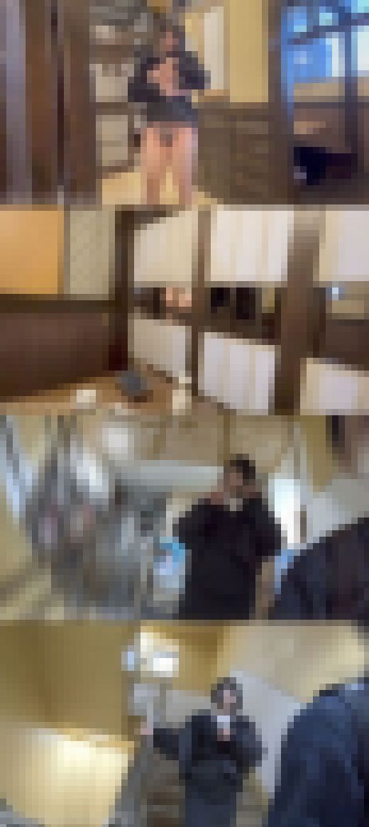 【野外露出】居◯屋外の階段とエレベータ前で大胆セックス　サンプル画像1