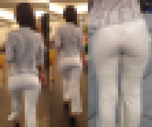 【音あり高画質】透け尻に透けパン美人 カフェの座り透け尻 サンプル画像3