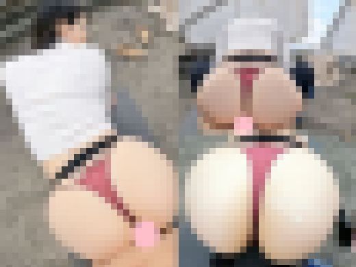 マチアプで神引きした肉厚ド迫力エロ尻のアパレル店員に謝礼交渉でケツコキ獲得！野外に映えるＴバック尻にチンポ擦りつけデカ尻にザーメ　サンプル画像3