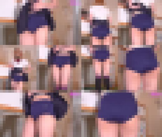 制.服スカートの中に学販濃紺ブルマー履いてるニーソ女子（2）ブルチラ開脚からブルマー脱いで生パンツへ　サンプル画像2