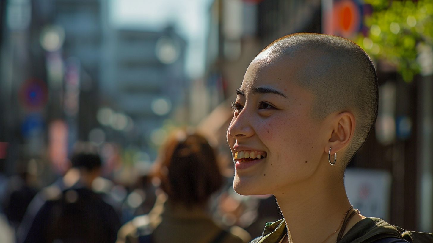 坊主女子画像　東京都　三鷹市　2025年02月24日　坊主女子　スキンヘッド女子　画像